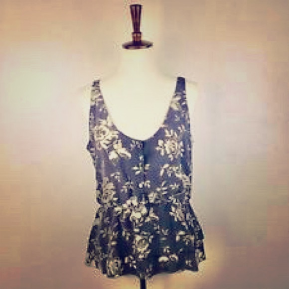 100% silk Babaton floral peplum top - Picture 5 of 5